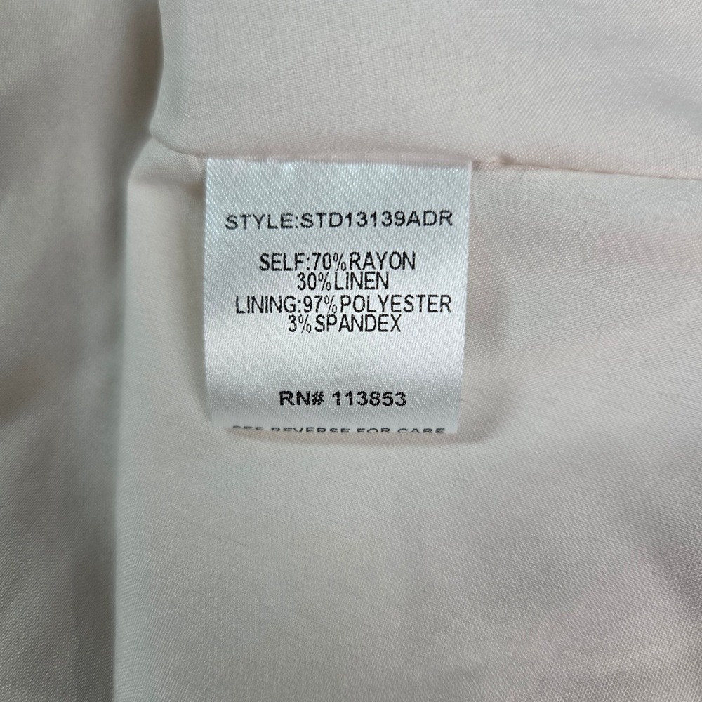 SUGAR+LIPS Off Shoulder Smocked Puff Sleeve Linen Blend Lined Dress Beige Size S - Picture 7 of 8